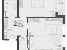 Продается 2-комнатная квартира ЖК Светский лес, литер 4, 58.4  м², 24936800 рублей