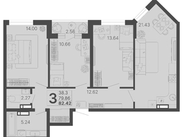 Продается 3-комнатная квартира ЖК Светский лес, литер 4, 81.14  м², 27425320 рублей