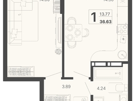 Продается 1-комнатная квартира ЖК Светский лес, литер 4, 36.63  м², 17216100 рублей