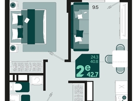 Продается 2-комнатная квартира ЖК Первое место, квартал 1.10, литер 2, 42.7  м², 7429800 рублей