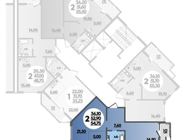 Продается 2-комнатная квартира ЖК Горгиппия, литера 2, 54.75  м², 9307500 рублей