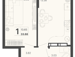 Продается 1-комнатная квартира ЖК Светский лес, литер 4, 33.88  м², 13890800 рублей