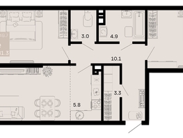 Продается 3-комнатная квартира ЖК Хозяин морей, литер 1, 81.3  м², 20325000 рублей