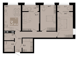 Продается 3-комнатная квартира ЖК Хозяин морей, литер 2, 85.4  м², 24424400 рублей