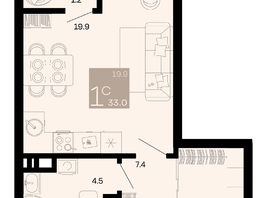 Продается 1-комнатная квартира ЖК Хозяин морей, литер 2, 33  м², 9972600 рублей