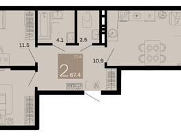 Продается 2-комнатная квартира ЖК Хозяин морей, литер 2, 67.4  м², 20220000 рублей