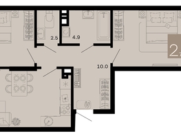 Продается 2-комнатная квартира ЖК Хозяин морей, литер 2, 70.6  м², 20968200 рублей