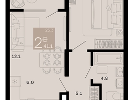 Продается 2-комнатная квартира ЖК Хозяин морей, литер 2, 41.1  м², 12453300 рублей