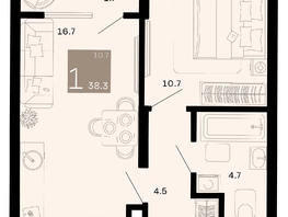 Продается 1-комнатная квартира ЖК Хозяин морей, литер 2, 38.3  м², 12562400 рублей