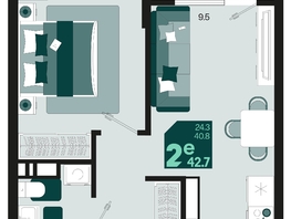 Продается 2-комнатная квартира ЖК Первое место, квартал 1.4, литер 1, 42.7  м², 7387100 рублей