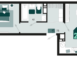 Продается 2-комнатная квартира ЖК Первое место, квартал 1.4, литер 2, 46.6  м², 6710400 рублей