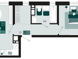 Продается 2-комнатная квартира ЖК Первое место, квартал 1.4, литер 2, 47.5  м², 7030000 рублей