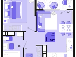 Продается 1-комнатная квартира ЖК Первое место, квартал 1.4, литер 2, 39.7  м², 6550500 рублей