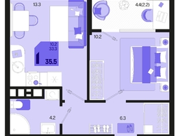 Продается 1-комнатная квартира ЖК Первое место, квартал 1.5, литер 1, 35.5  м², 5183000 рублей