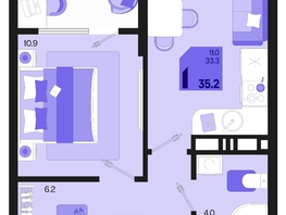 Продается 1-комнатная квартира ЖК Первое место, квартал 1.5, литер 1, 35.2  м², 5315200 рублей