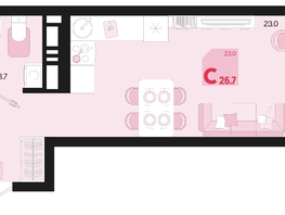 Продается 1-комнатная квартира ЖК Первое место, квартал 1.5, литер 1, 26.7  м², 4165200 рублей