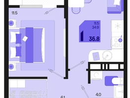 Продается 1-комнатная квартира ЖК Первое место, квартал 1.5, литер 1, 36.8  м², 5520000 рублей