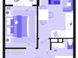 Продается 1-комнатная квартира ЖК Первое место, квартал 1.5, литер 1, 37.3  м², 5706900 рублей