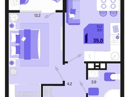 Продается 1-комнатная квартира ЖК Первое место, квартал 1.5, литер 1, 35  м², 6125000 рублей