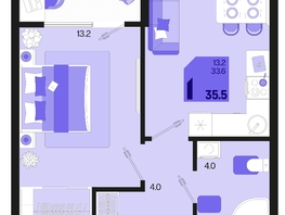 Продается 1-комнатная квартира ЖК Первое место, квартал 1.5, литер 1, 35.5  м², 5005500 рублей