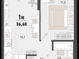 Продается 1-комнатная квартира ЖК Барса, 3В литер, 36.6  м², 11104440 рублей