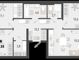 Продается 3-комнатная квартира ЖК Барса, 3В литер, 85.1  м², 21845170 рублей