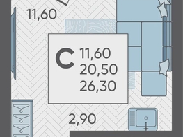 Продается 1-комнатная квартира Тепличная ул, 26.4  м², 9221520 рублей