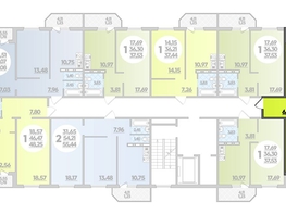 Продается 1-комнатная квартира ЖК Южная долина, литера 1, 45.18  м², 4395000 рублей