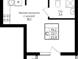 Продается Студия ЖК Клубный квартал Европа 6, литера 7, 23.8  м², 5481140 рублей