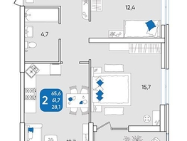 Продается 2-комнатная квартира ЖК Любимово, 16 квартал литер 1, 65.7  м², 6136746 рублей