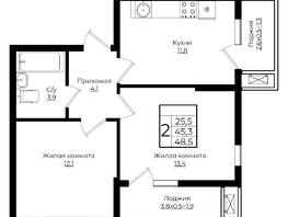 Продается 2-комнатная квартира ЖК Клубный квартал Европа 6, литера 7, 48.5  м², 9736860 рублей