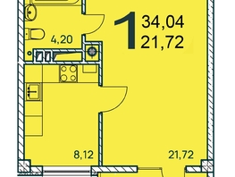 Продается 1-комнатная квартира ЖК Две реки, 34.72  м², 6492640 рублей