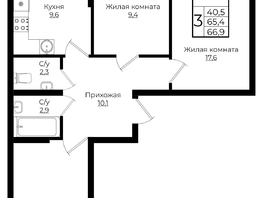 Продается 3-комнатная квартира ЖК Клубный квартал Европа 6, литера 7, 66.9  м², 11604474 рублей