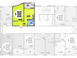 Продается 1-комнатная квартира ЖК Горгиппия, литера 2, 45.2  м², 9103280 рублей