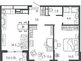 Продается 2-комнатная квартира ЖК Все Свои VIP, литера 7, 59.4  м², 12949200 рублей