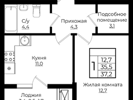 Продается 1-комнатная квартира ЖК Клубный квартал Европа 6, литера 6, 37.2  м², 7358904 рублей