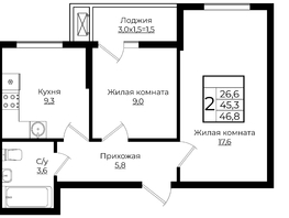 Продается 2-комнатная квартира ЖК Клубный квартал Европа 6, литера 6, 46.8  м², 9205560 рублей