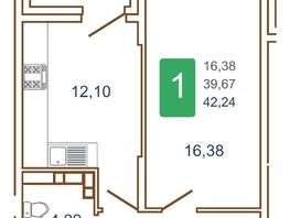 Продается 1-комнатная квартира ЖК Хорошая погода-2, литера 1, 43.2  м², 6458400 рублей