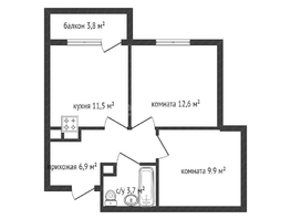 Продается 2-комнатная квартира ЖК Южане, 4 очередь литера 4, 45.6  м², 5400000 рублей