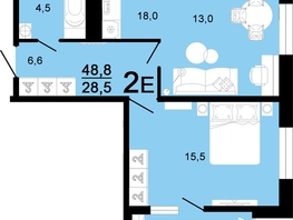 Продается 2-комнатная квартира ЖК Горячий, литера 4, 48.8  м², 6556280 рублей