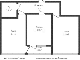 Продается 2-комнатная квартира Западный Обход ул, 52.9  м², 7500000 рублей