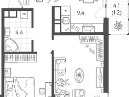 Продается 2-комнатная квартира ЖК Все Свои VIP, литера 8, 48.87 м², 12461850 рублей
