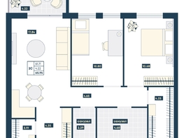 Продается 2-комнатная квартира ГК AZIMUT Парк Отель Лучи Анапы, 65.93  м², 23339220 рублей