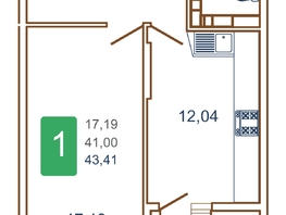 Продается 1-комнатная квартира ЖК Хорошая погода, литера 1, 45.3  м², 5889000 рублей