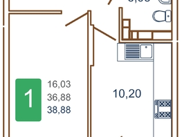 Продается 1-комнатная квартира ЖК Хорошая погода, литера 2, 40.85  м², 5310500 рублей