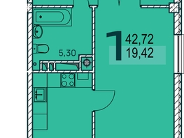 Продается 1-комнатная квартира ЖК Две реки, 43.32  м², 8165820 рублей