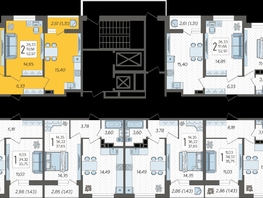 Продается 2-комнатная квартира ЖК Смородина, литера 18, 52.97 м², 6499419 рублей