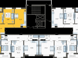 Продается 3-комнатная квартира ЖК Смородина, литера 13, 74.27 м², 8793568 рублей