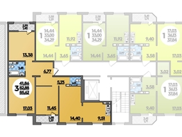 Продается 3-комнатная квартира ЖК Молодежный 2, литера 12, 85.62  м², 8955852 рублей