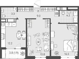 Продается 2-комнатная квартира ЖК Все Свои VIP, литера 8, 62.5  м², 14375000 рублей